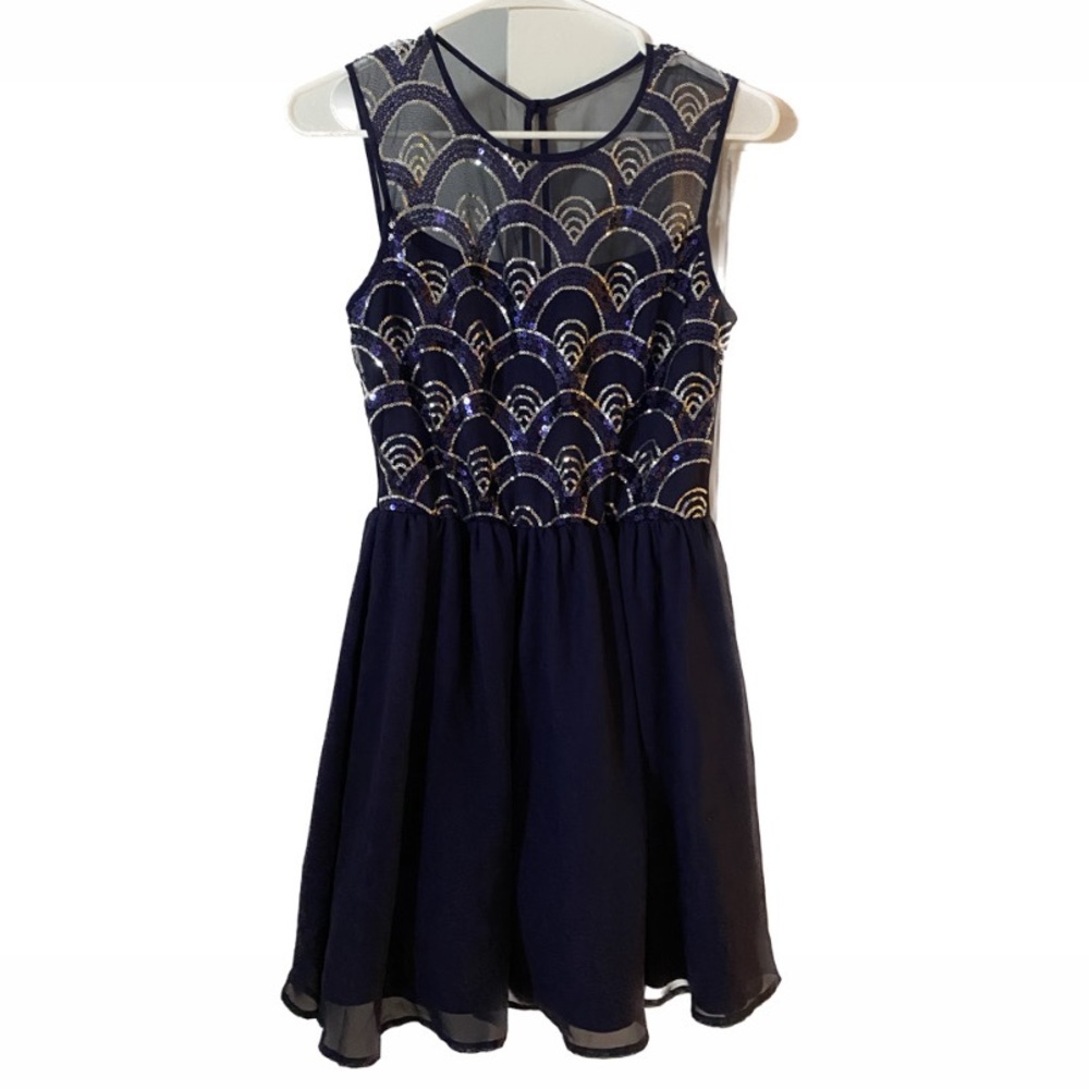 BLUE SEQUIN MINI DRESS